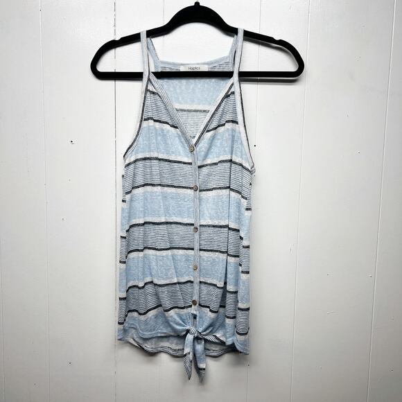 Haptics Striped Button Down Sleeveless Tie Front Top Size Small Flowy Fit - Picture 1 of 11